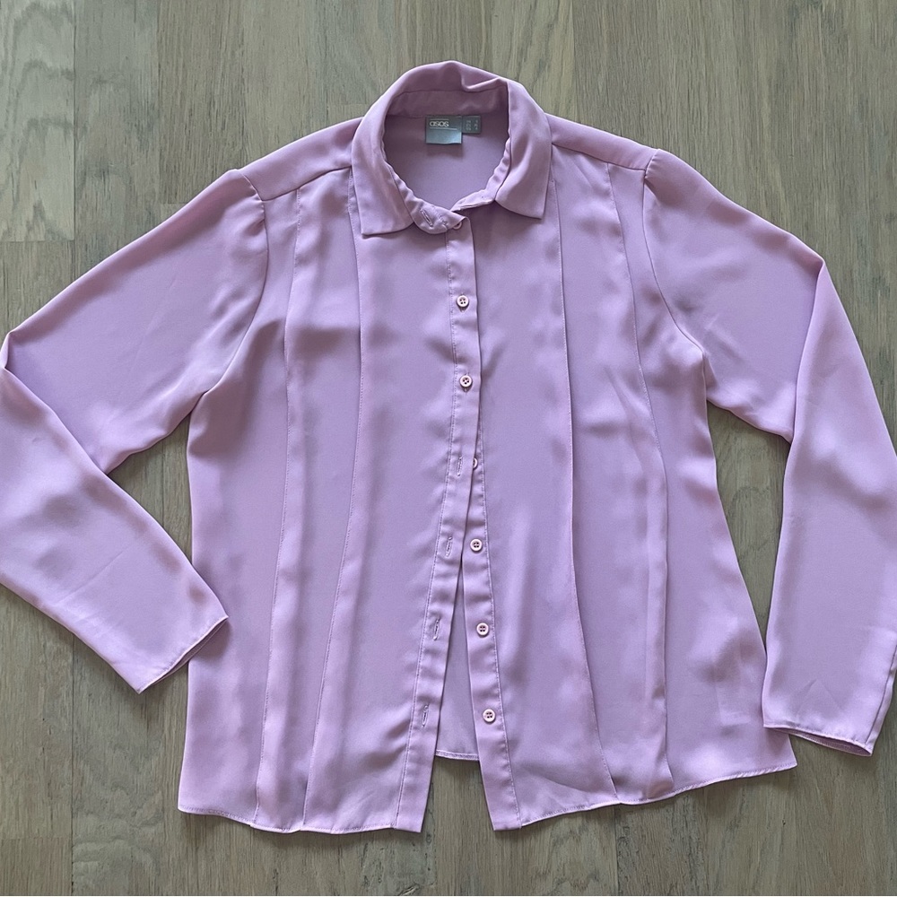 ASOS Oversized Lavender Silky Button Down Size 4